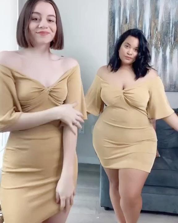 Полные и худые девушки оделись одинаково.