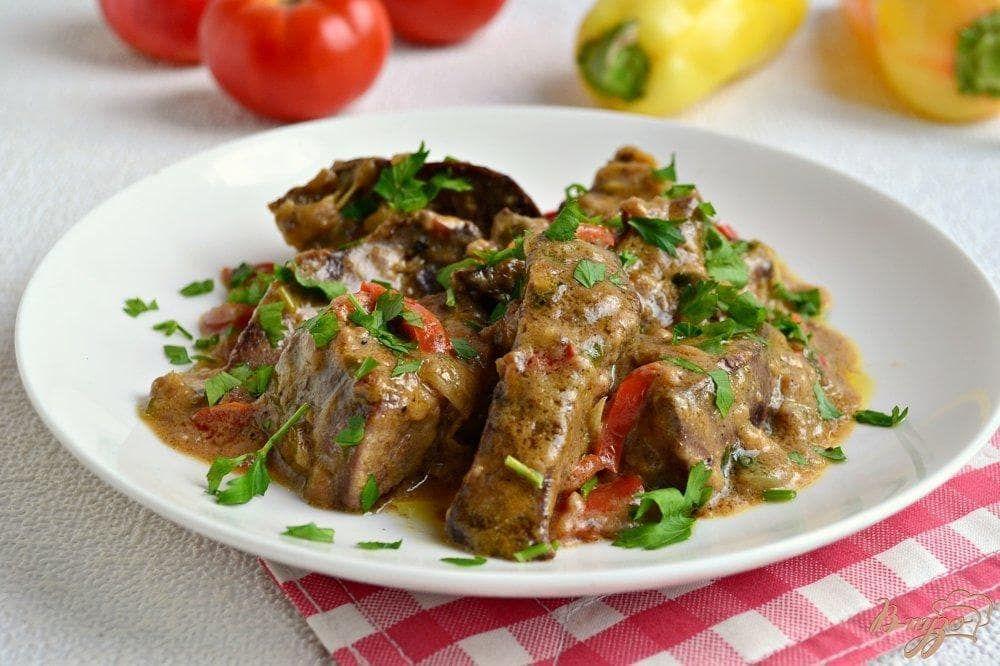 Куриная печень в кефирно-горчичном соусе