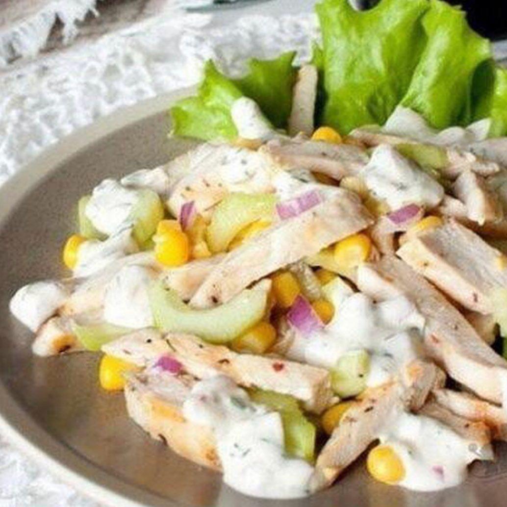 Салат из курицы с огурцом и кукурузой r5ZBjy Jx1c - Салат из курицы с огурцом и кукурузой